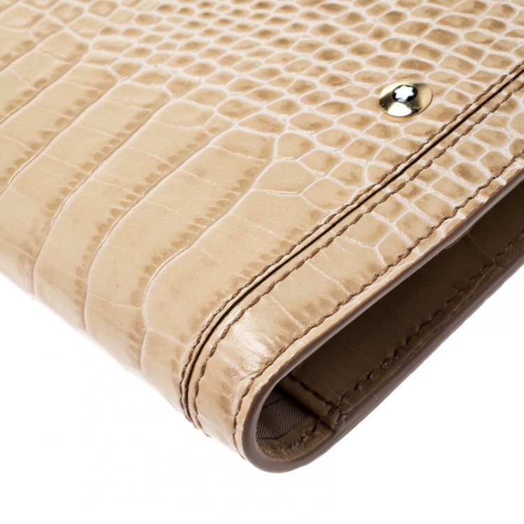 Pre Owned Montblanc Beige Sand Lizard Embossed Leather Small Agenda