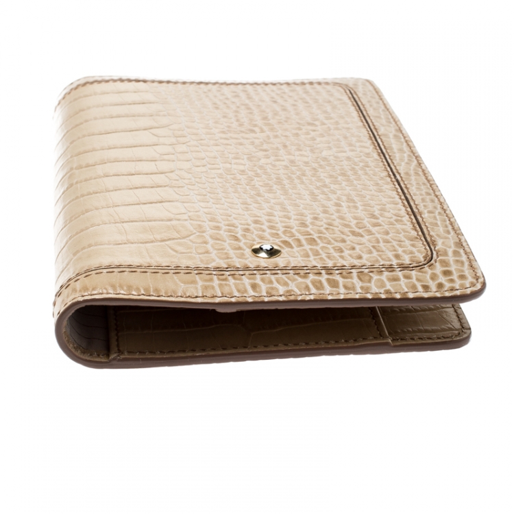 Pre Owned Montblanc Beige Sand Lizard Embossed Leather Small Agenda