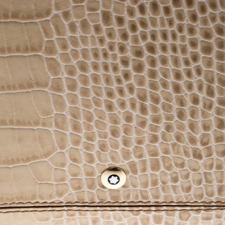 Pre Owned Montblanc Beige Sand Lizard Embossed Leather Small Agenda