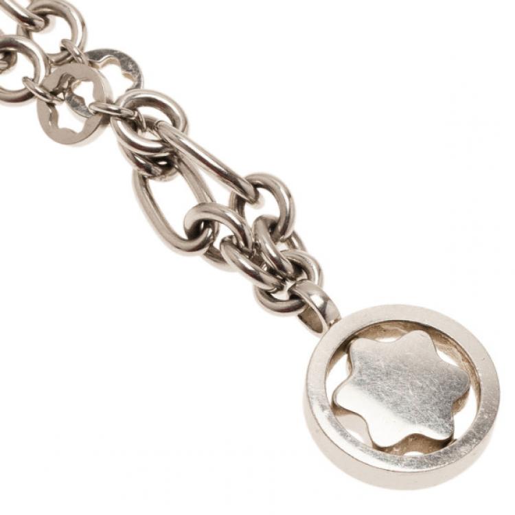 Pre Owned Montblanc Star Signet Diamond Silver Necklace