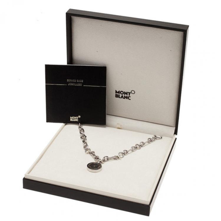 Pre Owned Montblanc Star Signet Diamond Silver Necklace