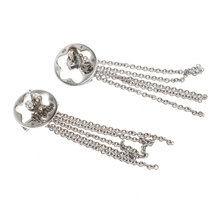 Pre Owned Montblanc Caress of a Star Silver Tassel Stud Earrings