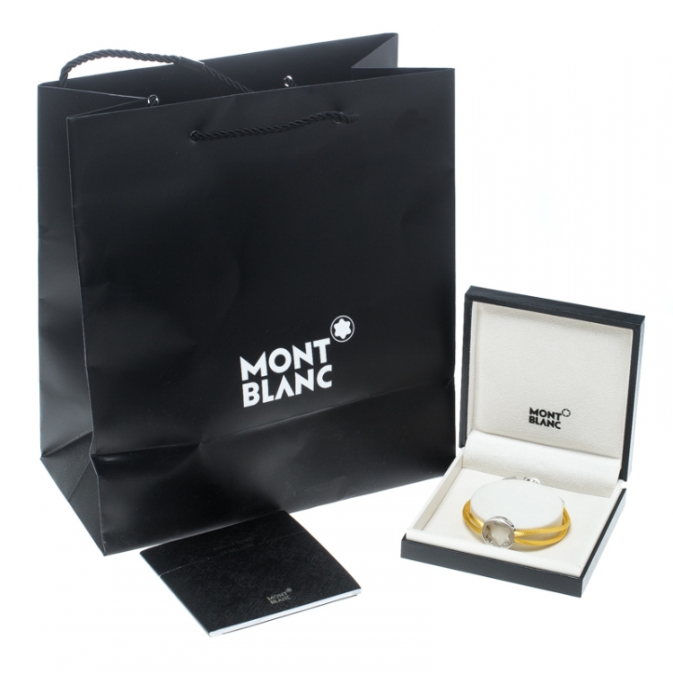Pre Owned Montblanc Star Collection Yellow Satin Silver Star Bracelet