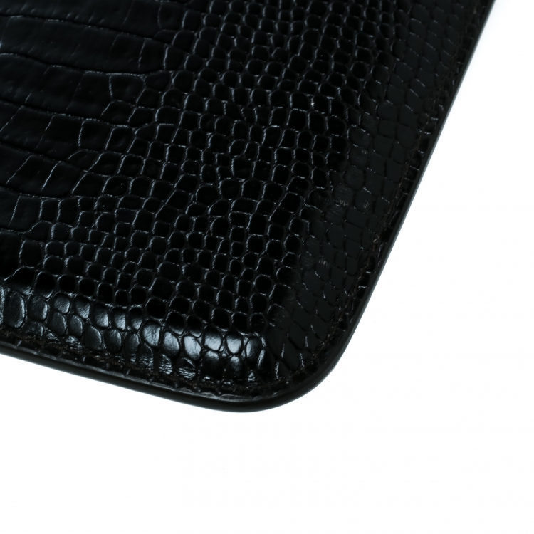 Pre Owned Montblanc Black Croc Embossed Leather iPad Cover