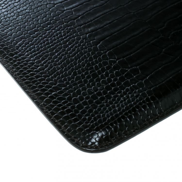 Pre Owned Montblanc Black Croc Embossed Leather iPad Cover