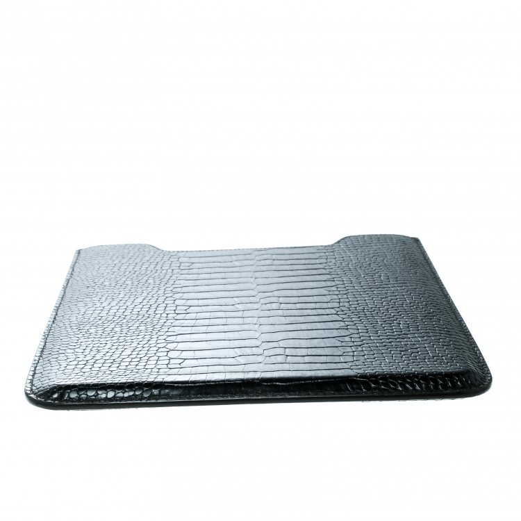 Pre Owned Montblanc Black Croc Embossed Leather iPad Cover