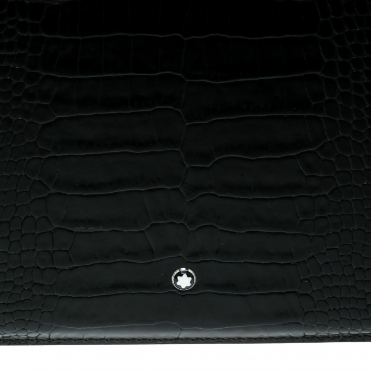 Pre Owned Montblanc Black Croc Embossed Leather iPad Cover