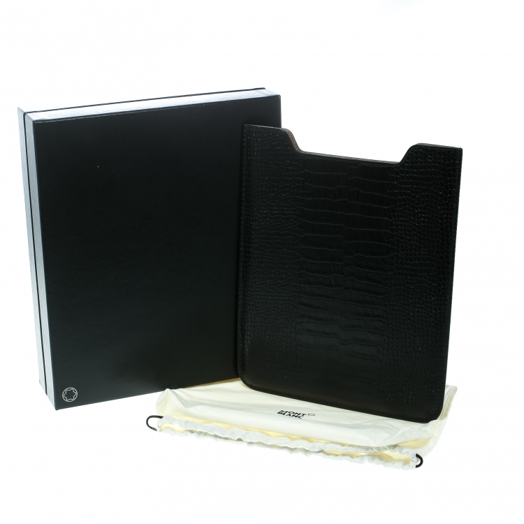 Pre Owned Montblanc Black Croc Embossed Leather iPad Cover
