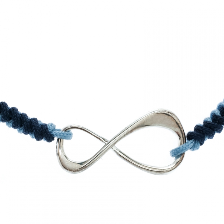 Pre Owned Montblanc Infiniment Vôtre UNICEF Silver Blue Cord Bracelet