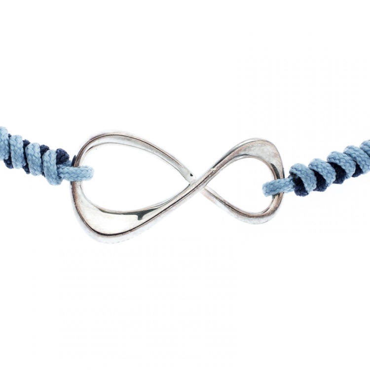 Pre Owned Montblanc Infiniment Vôtre UNICEF Silver Blue Cord Bracelet