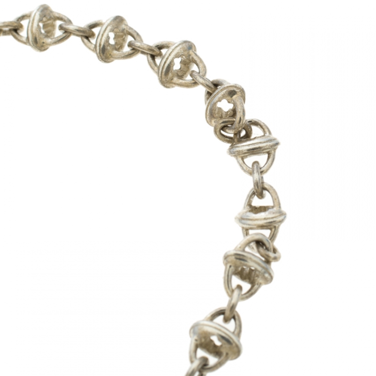 Pre Owned Montblanc Icon Link Motif Silver Chain Bracelet