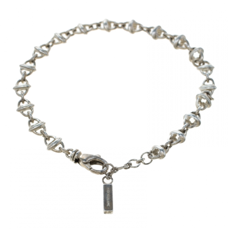 Pre Owned Montblanc Icon Link Motif Silver Chain Bracelet