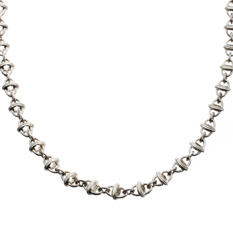 Pre Owned Montblanc Icon Link Motif Silver Chain Necklace