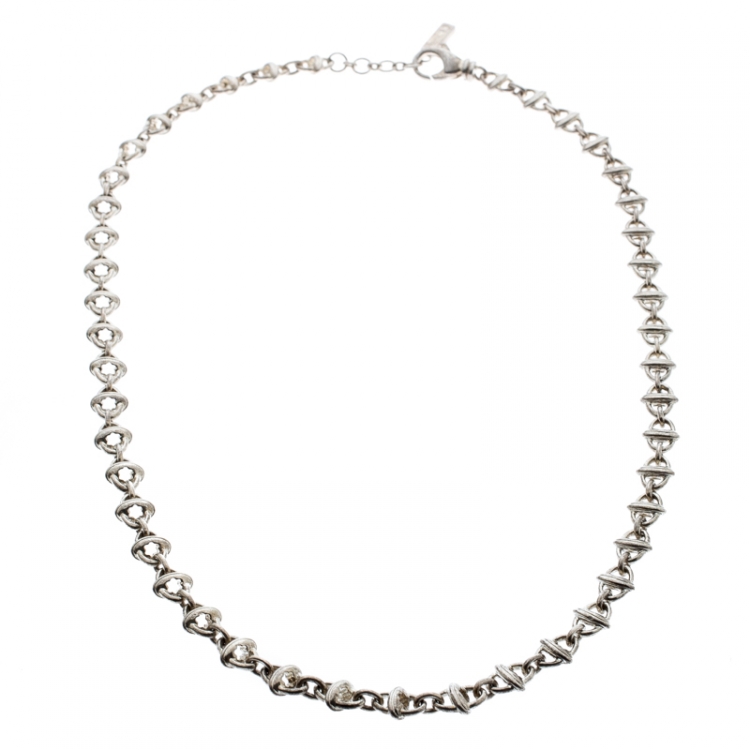 Pre Owned Montblanc Icon Link Motif Silver Chain Necklace