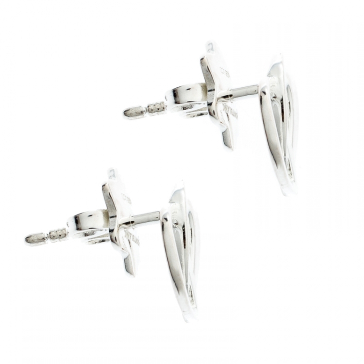 Pre Owned Montblanc Heart Silver Stud Earrings