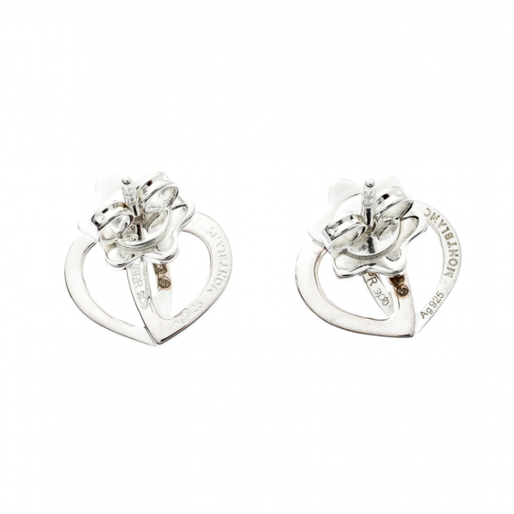 Pre Owned Montblanc Heart Silver Stud Earrings