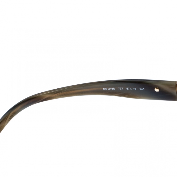Pre Owned Montblanc Olive Green Tortoise MB 215S Rectangular Sunglasses