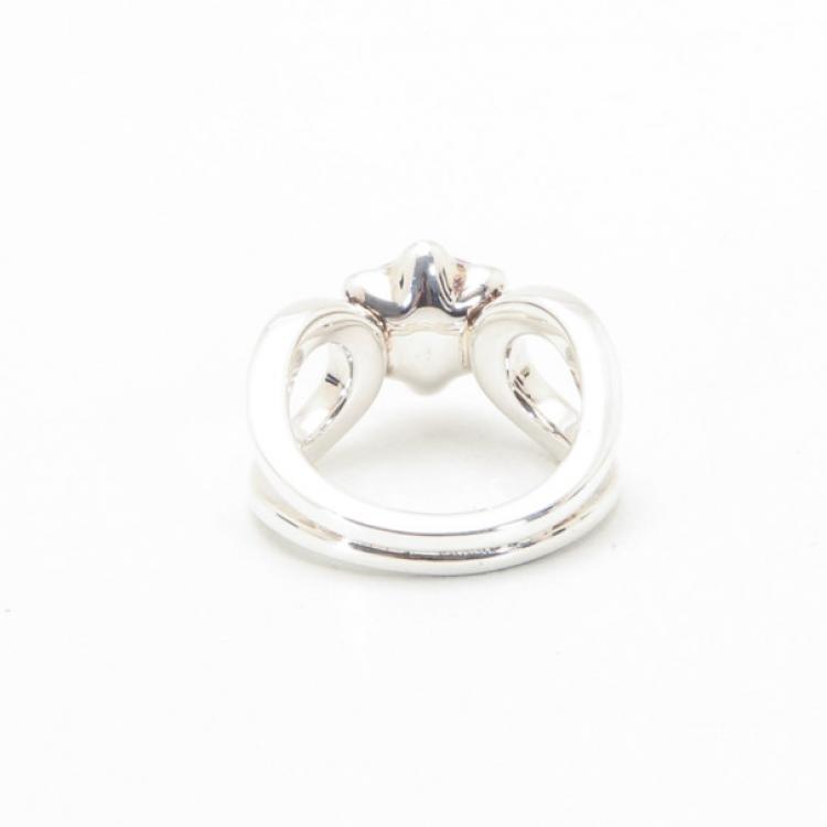 Pre Owned Montblanc Silver & Pink Quartz Cabochon de Montblanc Ring