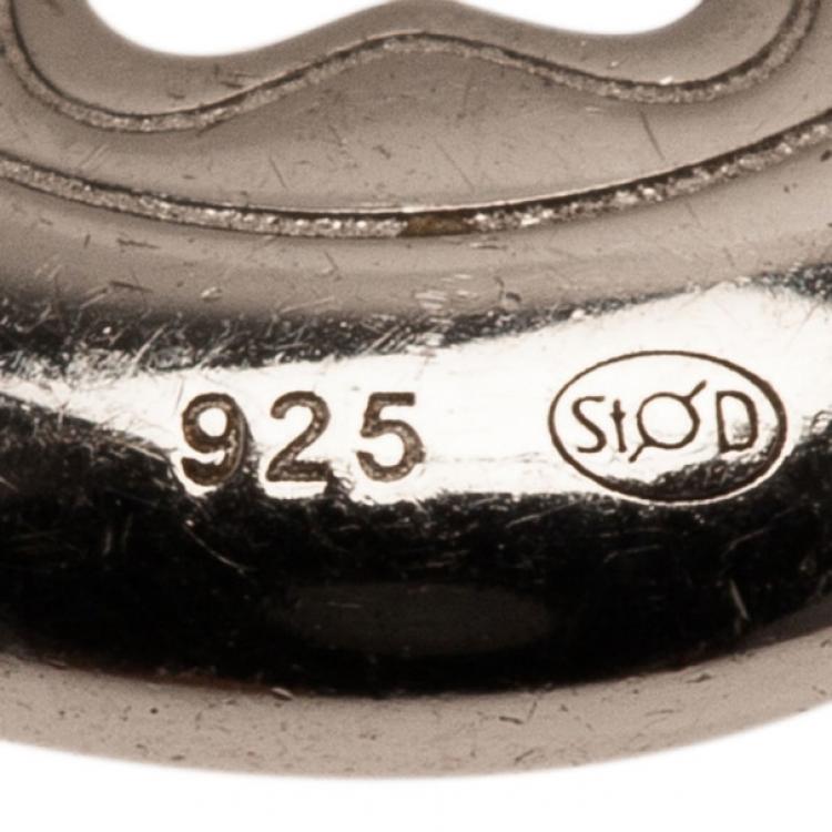 Pre Owned Montblanc Star Signet Silver 1 Diamond Earrings