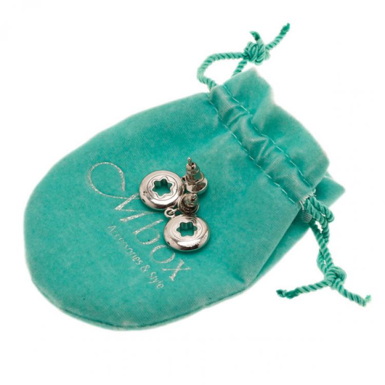 Pre Owned Montblanc Star Signet Silver 1 Diamond Earrings