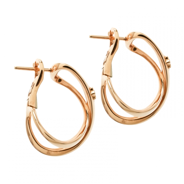Pre Owned Montblanc Infiniment Vôtre Diamond 18k Rose Gold Hoop Earrings