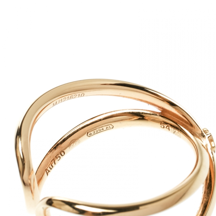 Pre Owned Montblanc Infiniment Vôtre Diamond 18k Rose Gold Ring Size 54
