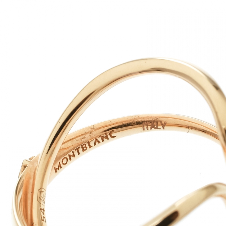 Pre Owned Montblanc Infiniment Vôtre Diamond 18k Rose Gold Ring Size 54