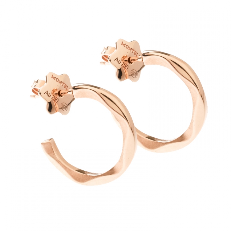 Pre Owned Montblanc Âme de Star Textured 18k Rose Gold Hoop Earrings
