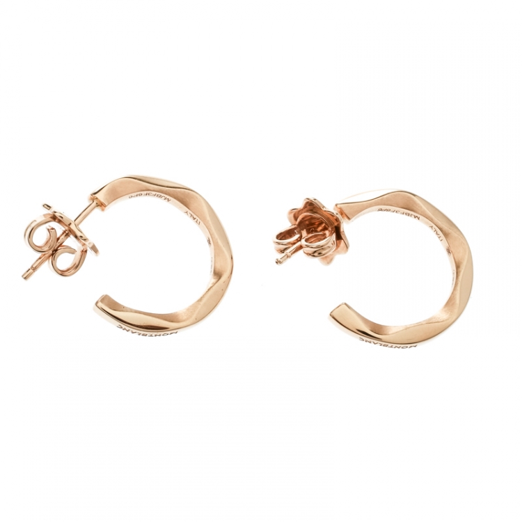 Pre Owned Montblanc Âme de Star Textured 18k Rose Gold Hoop Earrings