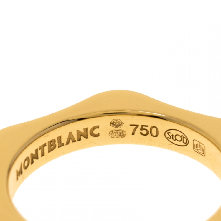 Pre Owned Montblanc 4810 Star Diamond 18k Yellow Gold Band Ring Size 52