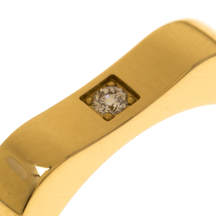 Pre Owned Montblanc 4810 Star Diamond 18k Yellow Gold Band Ring Size 52