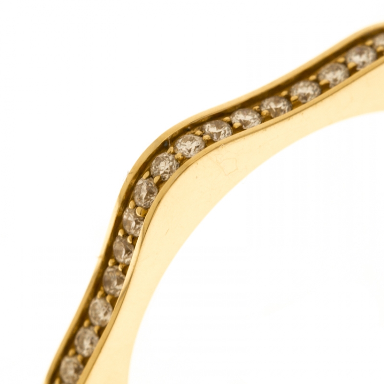 Pre Owned Montblanc 4810 Star Diamond 18k Yellow Gold Band Ring Size 52