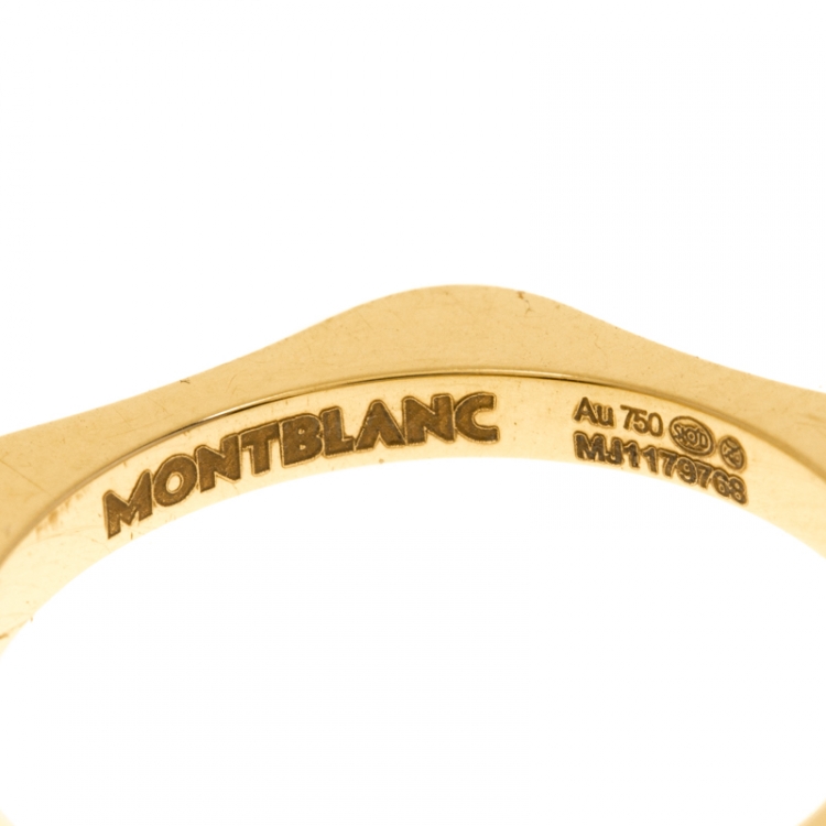 Pre Owned Montblanc 4810 Star Diamond 18k Yellow Gold Band Ring Size 52