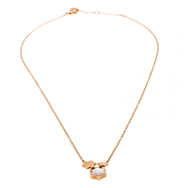 Pre Owned Montblanc Mother of Pearl 18k Rose Gold Pendant Necklace