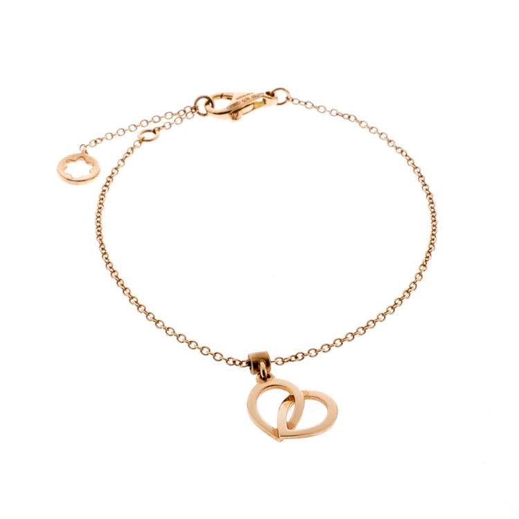 Pre Owned Montblanc Coeur de Pétales Entrelacés 18k Rose Gold Charm Bracelet