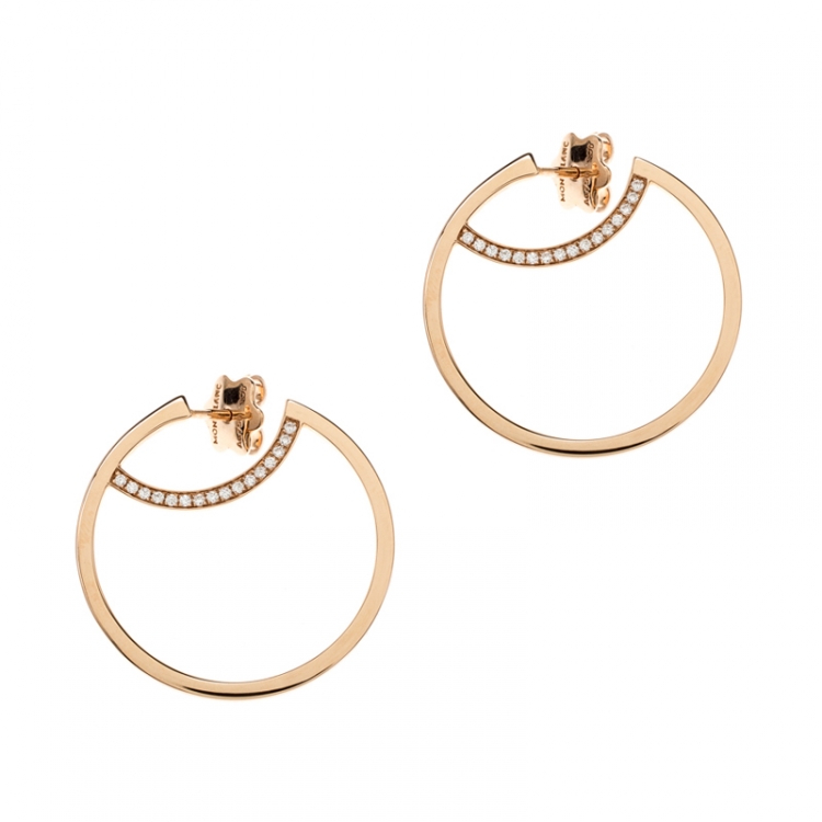 Pre Owned Montblanc Boheme Diamond 18k Rose Gold Hoop Earrings