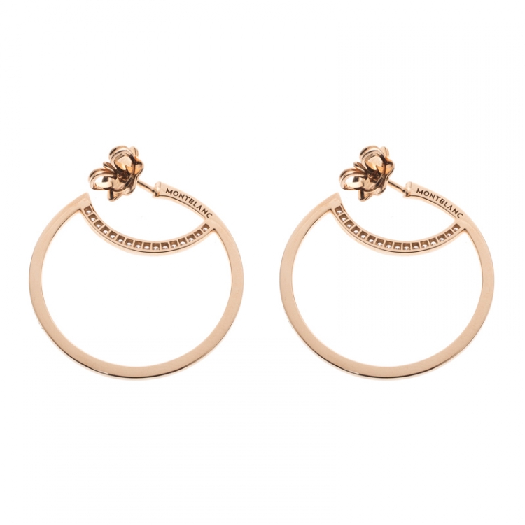 Pre Owned Montblanc Boheme Diamond 18k Rose Gold Hoop Earrings