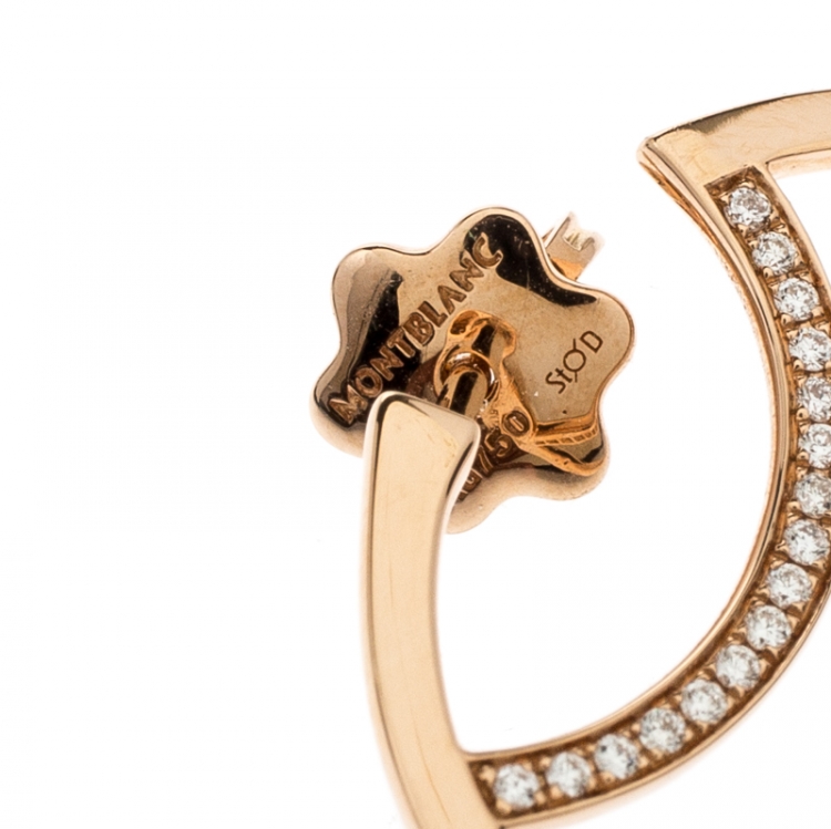 Pre Owned Montblanc Boheme Diamond 18k Rose Gold Hoop Earrings