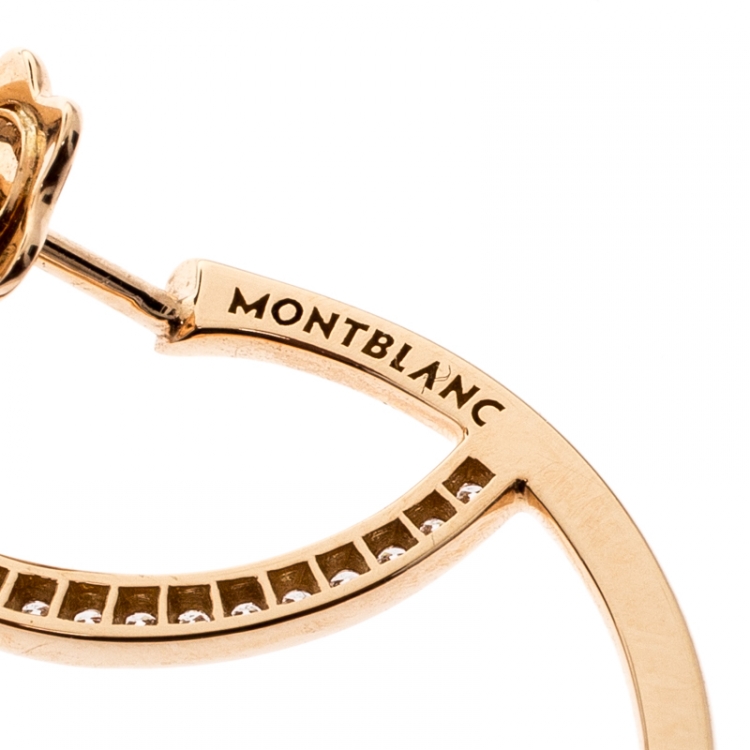 Pre Owned Montblanc Boheme Diamond 18k Rose Gold Hoop Earrings
