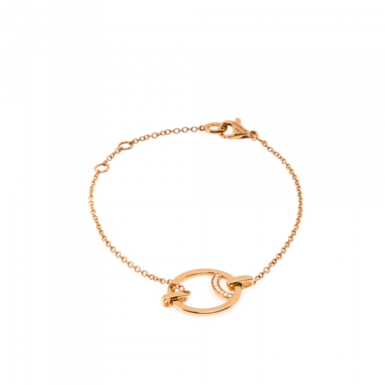 Pre Owned Montblanc Diamond 18k Rose Gold Chain Bracelet