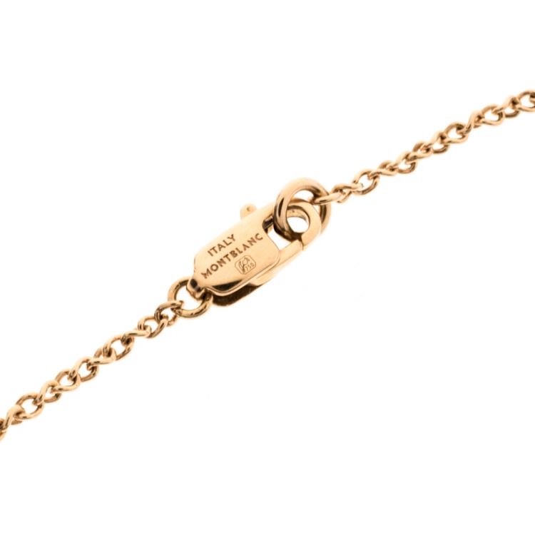 Pre Owned Montblanc Star Heart Charm 18k Rose Gold Necklace 