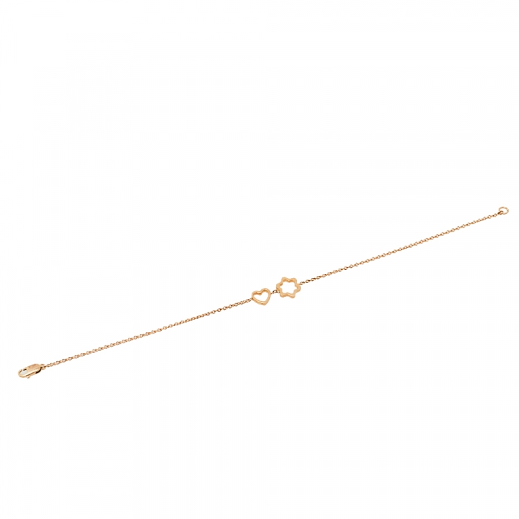مملوكة مسبقًا Montblanc 18K Rose Gold Star Heart Charm Bracelet