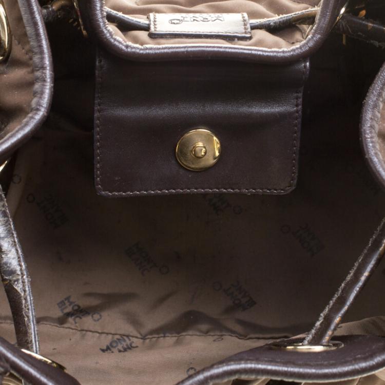 Pre Owned Montblanc Khaki Nylon Starisma Dalila Drawstring Hobo
