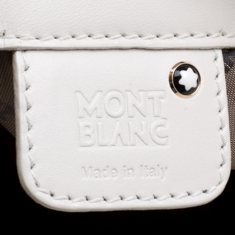 Pre Owned Montblanc White Nylon and Leather Starisma Dalila Drawstring Hobo