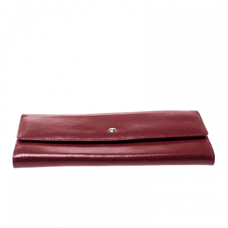 Pre Owned Montblanc Red Soft Grain Leather 10CC Long Wallet 