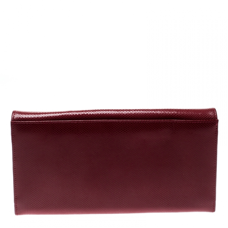 Pre Owned Montblanc Red Soft Grain Leather 10CC Long Wallet 