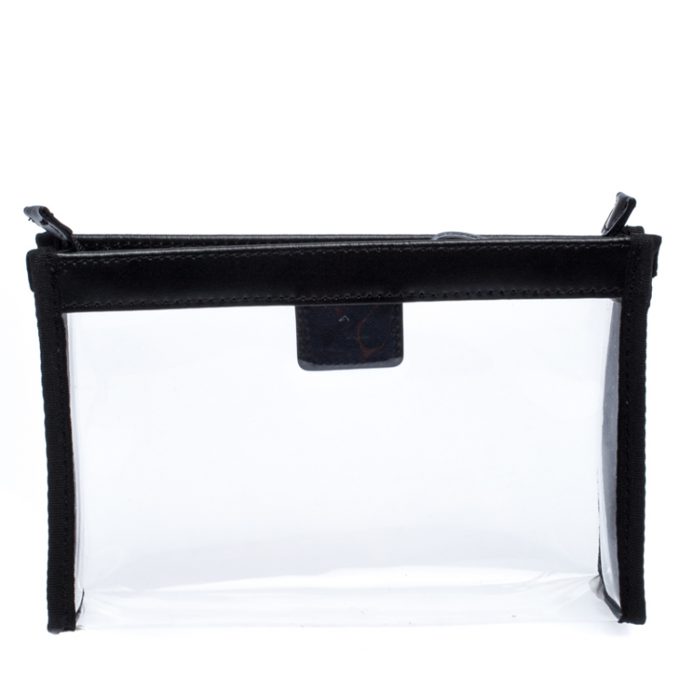 Pre Owned Montblanc Black/Transparent PVC and Leather Nightflight Liquid Flight Pouch
