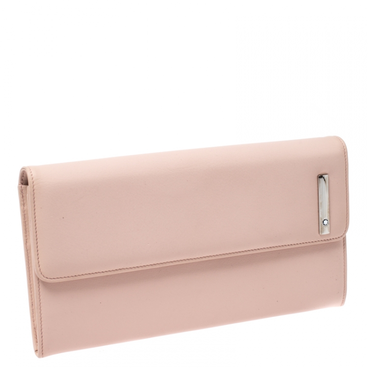 Pre Owned Montblanc Rose Pink Leather Lady Star Continental Wallet