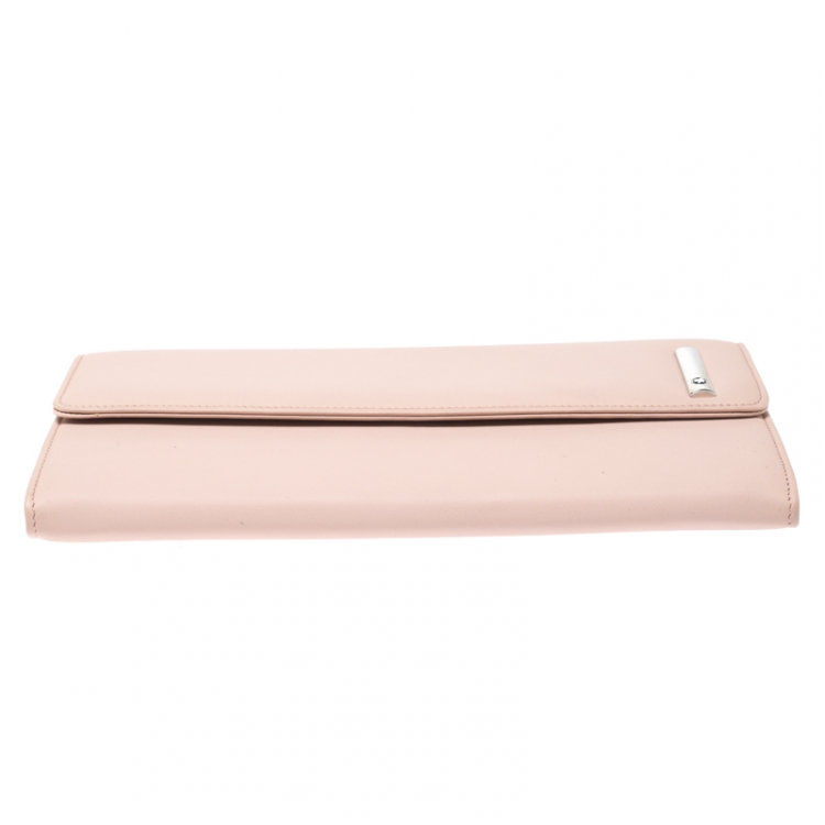 Pre Owned Montblanc Rose Pink Leather Lady Star Continental Wallet