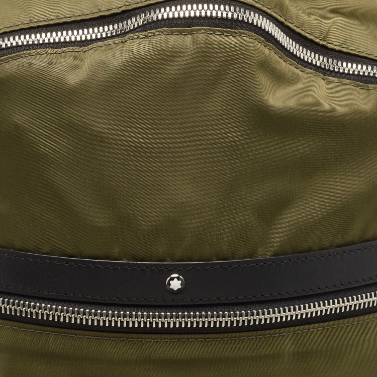 Pre Owned Montblanc Green/Black Nylon and Leather Spirit Backpack